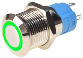 Przełącznik bistabilny RING 12mm zielony 12-24V