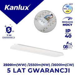 Oprawa liniowa LED LINCEA 15-24W 07 CCT max 2500/2550/2600lm 3000/4000/6500K IP40 IK08 5 lat Gwarancji biały 38795