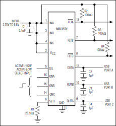 Triple 1.2A USB Switch in 4mm x 4mm Thin QFN
