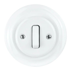 Włącznik światła z ramką, ceramiczny, montaż podtynkowy, kolor biały Ceramic Loft