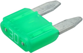 Automotive flat fuse, 30 A, 32 V, green, (L x W x H) 10.9 x 3.8 x 16 mm, 0297030.WXNV