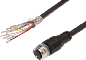 Złącze kablowe M12 żeńskie proste 12-pinowe druga końcówka niezarobiona 12x0,14mm z kablem 5m PUR 250V -30-90 stC IP67 VK505C25