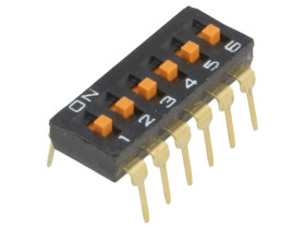 Przełącznik DIP-SWITCH Ilość sekcji 6 ON-OFF 0,025A/24VDC A6T-6104