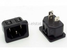 Gniazdo męsikie zasil.3PIN lutownie kabla 6,3mm