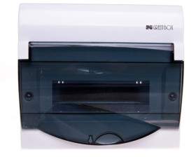 Rozdzielnica modułowa 1x8+2 n/t GREEN BOX RN 1/8+2 drzwi transparentne dymne N+PE IP40 2352-01