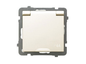 AS Gniazdo pojedyncze z uziemieniem IP44 ecru wieczko ecru GPH-1GZ/m/27/w OSPEL