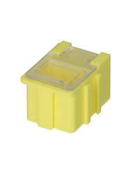 Skrzynka z przegródkami l. przedziałów: 1 szerokość: 21.8mm wysokość: 21mm głębokość: 29.4mm Przezroczysty, żółty