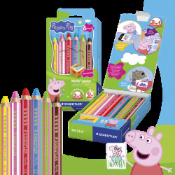140 C6 L1 Coloured pencils, Peppa Pig, 6 colours with sharpener