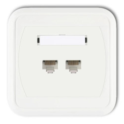 LIZA Gniazdo komputerowe podwójne 2xRJ45, kat. 6, 8-stykowe biały GLK-4