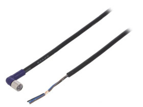 Przewód przyłączeniowy o długości 2m, gwincie M8, liczbie -PINów 3, maksymalnym prądzie 0,5A XS3FLM8PVC3A2M