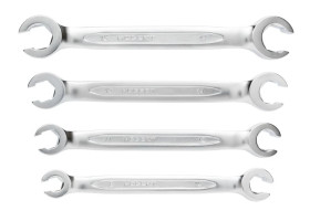 Zestaw kluczy oczkowych półotwartych, odgięte, 4 szt., 8-17 mm HT1W730