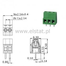 Złącze do druku; 3 piny ( R= 2,54 ) h= 8,5