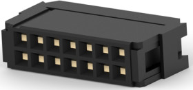 Socket header, 14 pole, pitch 2.54 mm, straight, black, 1658620-2