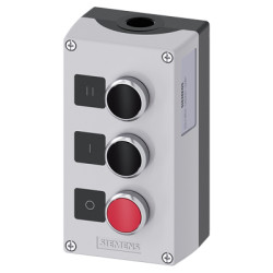 SIRIUS ACT, OBUDOWA DO URZÄDZEÅ STEROWNICZYCH, 22MM, METAL, SZARA, 3 PUNKTY STEROWNICZE Z METALU, C=PRZYCISK CZARNY, II, 1NO,