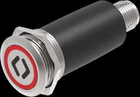 Vandal-proof pushbutton, silver, illuminated  (red), 0.6 A/35 V, mounting Ø 22 mm, IP65/IP67, 82-6657.1114