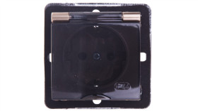 Impresja Gniazdo Bryzgoszczelne Z/U Schuko Ip44 Klapka Przezroczysta Złoty...