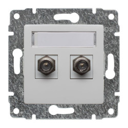 VENA Gniazdo - złącze TV podwójne żeńskie typ F biały 510458