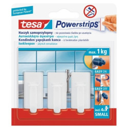 Haczyk samoprzylepny POWERSTRIPS kwadratowy, mały, biały /3szt./