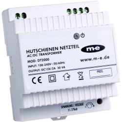 m-e 40780 ST 1000 Door Intercom PSU 15V/DC White Plug-in Power Supply