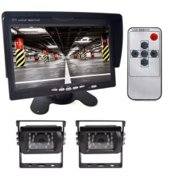 Monitor LCD-TFT 7" + 2x KAMERY BUS ZESTAW kamera cofania x2, 12V-24V