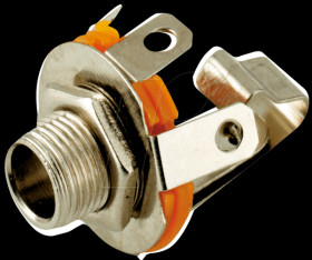 Jack socket, 6.3 mm mono, central mounting, switch contact
