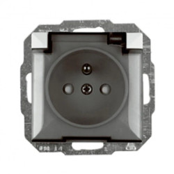 Gniazdo pojedyncze p/t 2P+Z bryzgoszczelnie z klapką Pearl, 16A, 250V, PT-16PHL, biały,OR-OE-7705/WT