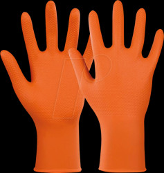 901295 S Disposable gloves, nitrile, Xtra Grip, size S, orange, pack of 5