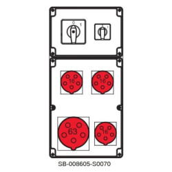 Rozdzielnica 0-1(63A) 0-1(16A) 1x5x63A 3x5x16A INA=63A IP54 SB-008605-S0070-54
