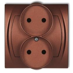 LOGO Gniazdo podwójne 2x(2P) z przesłonami brĄzowy metalik 9LGPR-2p
