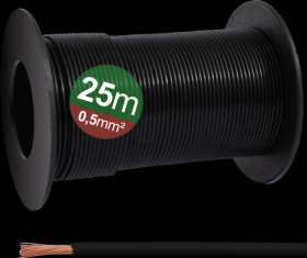 23CW025 Stranded wire, 0.5 mm², black, 25 m reel