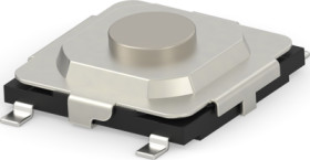 Short-stroke pushbutton, 1 Form A (N/O), 50 mA/12 VDC, unlit , actuator (silver), 70 g, SMD, 2337237-1