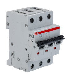 Wyłącznik nadprądowy MCB, Typ C, 3-biegunowy, 25A, 400V, na szynę DIN, ABB S203-C25, S200