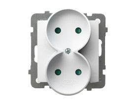 AS Gniazdo podwójne bez uziemienia do ramki z przesłonami białe GP-2GRP/m/00 OSPEL