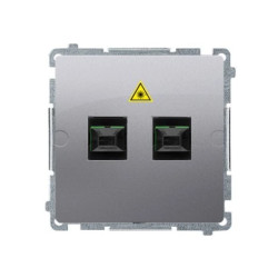 Simon Basic Gniazdo światłowodowe / optyczne podwójne inox, metalizowany BMGS2.01/21