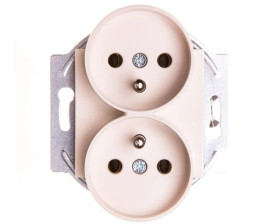 Karre Gniazdo Podwójne Z Uziemieniem, Kolor Krem / 90964771