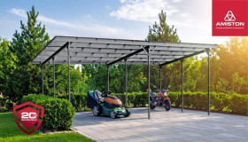 Wiata fotowoltaiczna IMPACT V3/ rozstaw 4.0/układ 3x5 (15 paneli)/uszczelniony dach srebrny