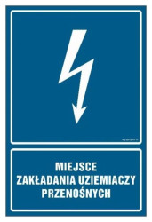 ZNAK - HG041 Miejsce zakładania uziemiaczy przenośnych 70 x 105 cm FN - Folia samoprzylepna