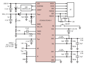Dual DC/DC Converter with USB Power Manager and Li-Ion Battery Charger