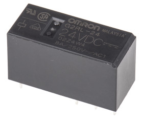 Przekaźnik mocy 24V dc DPDT Omron 400mW, montaż PCB 1440Ω Otwór przezierny