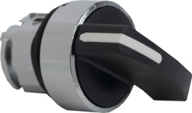 Toggle switch, unlit, latching, waistband round, black, front ring silver, 2 x 90°, mounting Ø 22 mm, ZB4BJ2