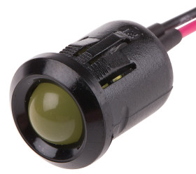 Lampka kontrolna do montażu panelowego 2V dc, Żółta 12mm LED Czarny Wyprowadzenia RS PRO