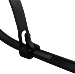 Cable tie, releasable, PA, (L x W) 300 x 7.6 mm, bundle-Ø 80 mm, black, -40 to 85 °C, HS5055SW