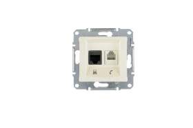 Sedna Gniazdo teleinformatyczne RJ11 RJ45 kat.5e UTP kremowe SDN5100123