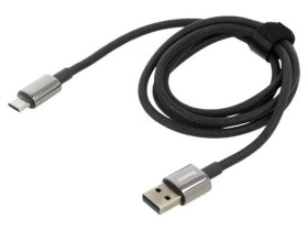 Kabel USB A wtyk - USB C wtyk 1m czarny tekstylny 100W CB000026