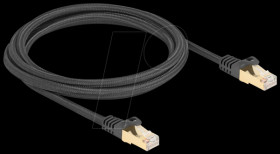 80318 Patch cable, Cat.6a, S/FTP, braided jacket, 2 m, black