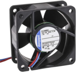 DC axial fan, 12 V, 60 x 60 x 25 mm, 25 m³/h, 19 dB, slide bearing, ebm-papst 612 NGMLE