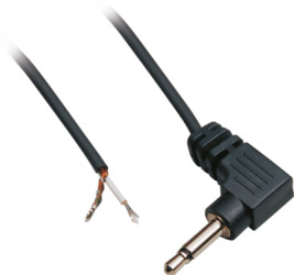 Connection cable, 1.8 m, black, 3.5 mm mono jack plug, angled to open end, 1101050