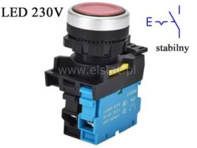 Przycisk stabilny; czerwony; LED 230V; NO