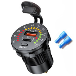 ŁADOWARKA USB QC3.0 USB-C PD z woltomierzem i przełącznikiem