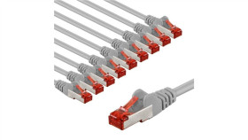 Cat 6 Kabel Krosowy, S/Ftp (Pimf), 3 M, Szary, Zestaw 10 - Długość Kabla 3 M